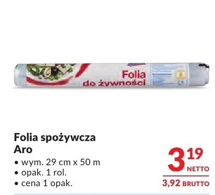 Folia spożywcza Aro promocja w Makro