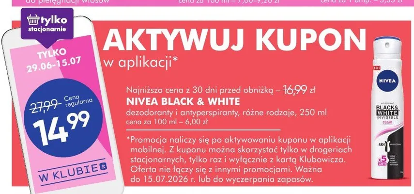 Dezodorant Nivea Black & White promocja w Super-Pharm