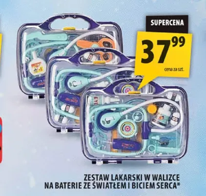 Zestaw lekarski w walizce na baterie ze światłem i biciem serca promocja w Arhelan