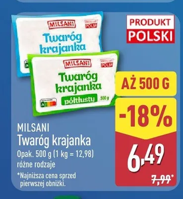 Twaróg krajanka chudy Milsani promocja w Aldi