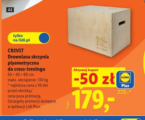 Drewniana skrzynia plyometryczna do cross-treningu Crivit promocja w Lidl