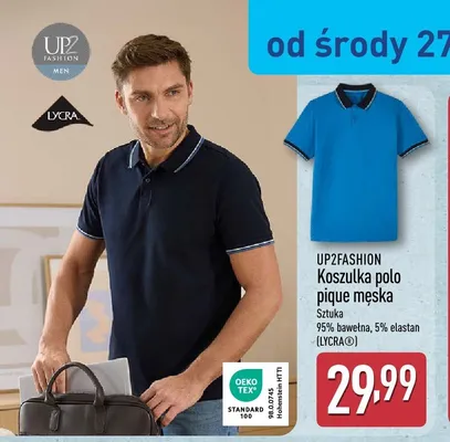 Koszulka polo pique męska UP2FASHION promocja w Aldi