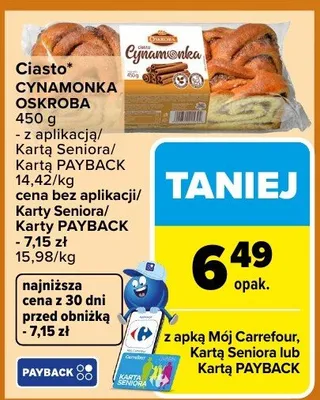 Ciasto cynamonka oskroba promocja w Carrefour