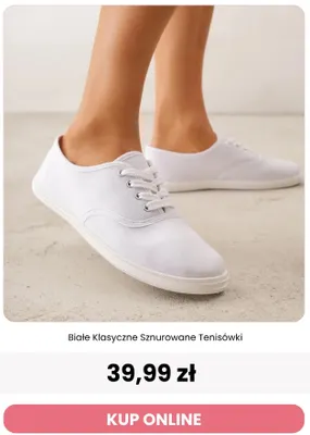Białe klasyczne sznurowane tenisówki Reneé promocja w Renee