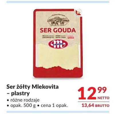 Ser żółty Mlekovita plastry promocja w Makro
