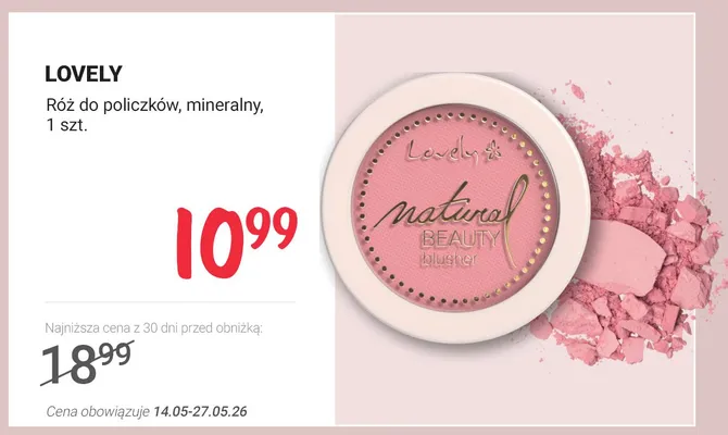 Róż do policzków mineralny LOVELY promocja w Rossmann