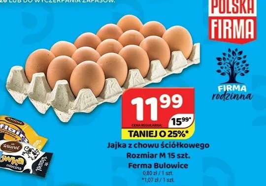 Jajka z chowu ściółkowego Ferma Bulowice Rozmiar M promocja w Delfin