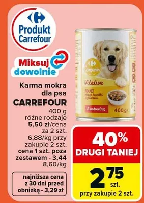 Karma mokra dla psa różne rodzaje promocja w Carrefour Market
