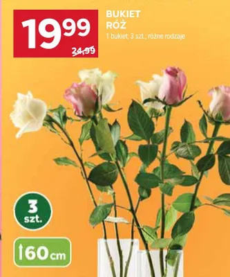 Bukiet róż 3szt różne rodzaje promocja w Stokrotka