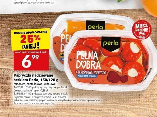 Papryczki nadziewane serkiem Perla wiśniowe promocja w Twój Market