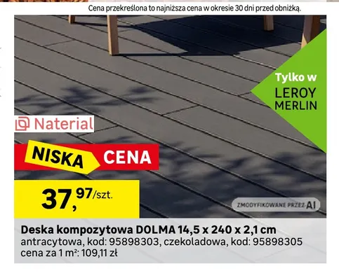 Deska kompozytowa Dolma 14,5x240x2,1 cm Naterial promocja w Leroy Merlin