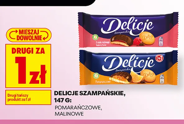 Ciastka Delicje Szampańskie pomarańczowe promocja w Biedronka