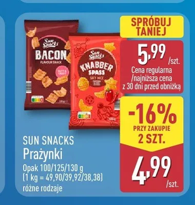 Prażynki Knabber Spass Sun Snacks promocja w Aldi