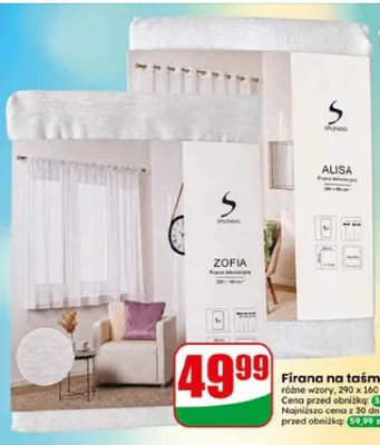 Firana na taśmie na kółkach Splendid Alisa 290x160 cm promocja w Dino
