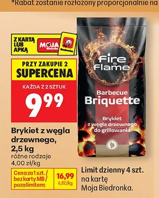 Brykiet z węgla drzewnego Fire Flame promocja w Biedronka
