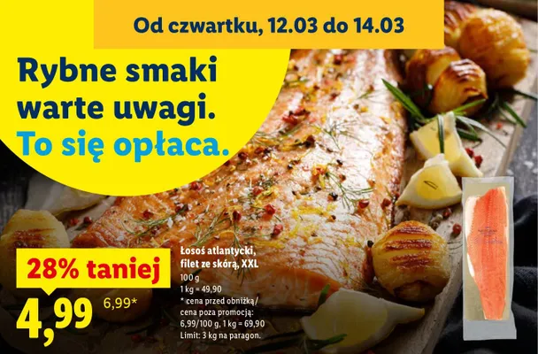Łosoś atlantycki filet ze skórą XXL promocja w Lidl