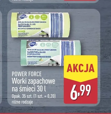 Worki zapachowe na śmieci 30 l Power Force promocja w Aldi