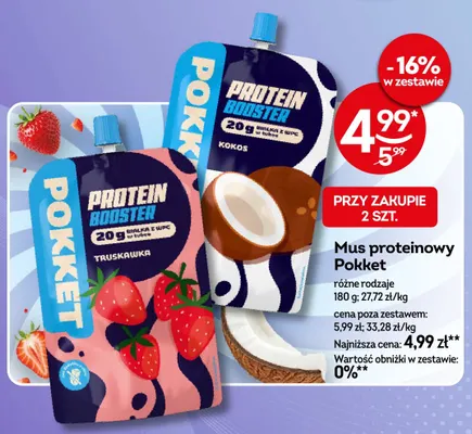 Mus proteinowy Pokket truskawka promocja w Żabka