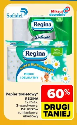 Papier toaletowy 3-warstwowy rumiankowy Regina 12-pak promocja w Carrefour Market