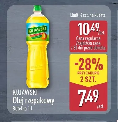 Olej rzepakowy Kujawski promocja w Aldi