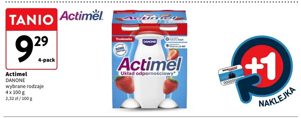 Actimel Danone truskawkowy promocja w Intermarche