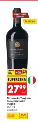 Wino czerwone półwytrawne Masseria Trajone Susumaniello Puglia promocja w Biedronka
