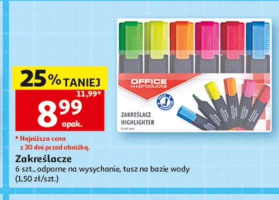 Zakreślacze Office Products 6-pak promocja w Auchan