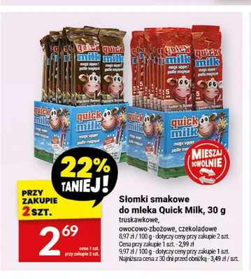 Słomki smakowe do mleka Quick Milk czekoladowe promocja w Twój Market