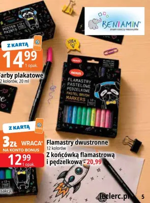 Flamastry dwustronne z końcówką flamastrową i pędzelkową Rexus promocja w Leclerc