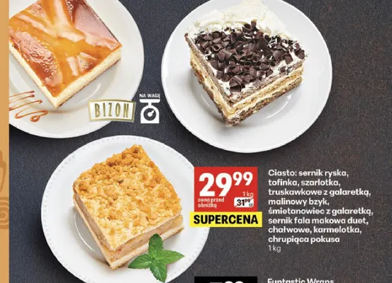 Ciasto sernik fala makowa duet Bizon promocja w Delikatesy Centrum