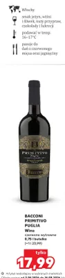 Wino czerwone wytrawne Bacconi Primitivo Puglia promocja w Kaufland