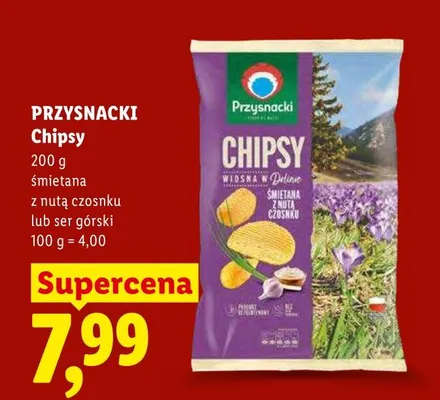 Chipsy Przysnacki śmietana z nutą czosnku promocja w Lidl