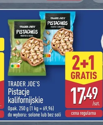 Pistacje kalifornijskie bez soli Trader Joe's promocja w Aldi