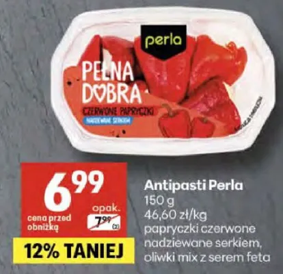 Antipasti papryczki czerwono podwędzone z serem, oliwki mix z serem feta promocja w Delikatesy Centrum