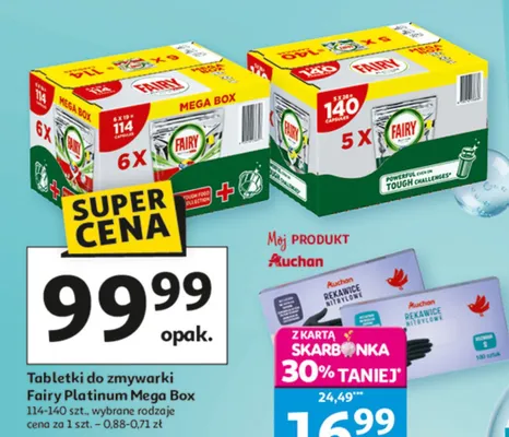 Tabletki do zmywarki Fairy Platinum Mega Box promocja w Auchan
