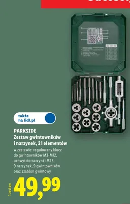 Zestaw gwintowników i narzynek Parkside promocja w Lidl