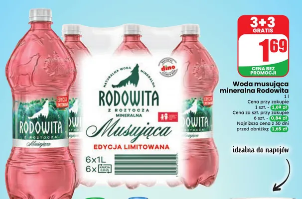 Woda mineralna gazowana musująca Rodowita promocja w Dino