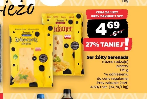 Ser żółty Serenada Radamer plastry promocja w Netto