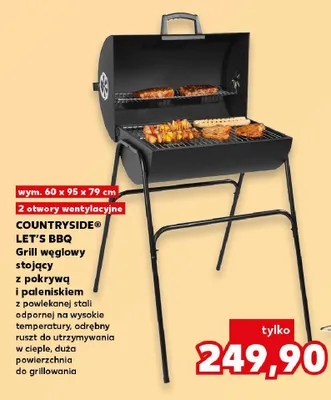Grill węglowy stojący COUNTRYSIDE LET'S BBQ promocja w Kaufland