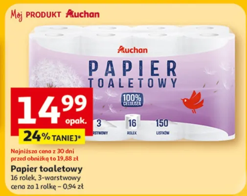 Papier toaletowy eco Auchan promocja w Auchan