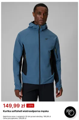 Kurtka softshell wiatroodporna męska 4F promocja w 4F