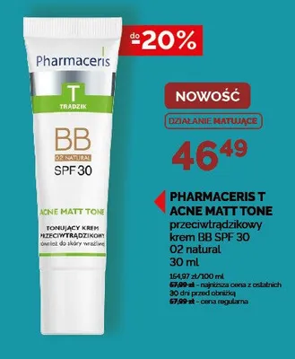 Przeciwtrądzikowy krem BB SPF 30 Pharmaceris T Acne Matt Tone 02 natural promocja w Ziko Dermo