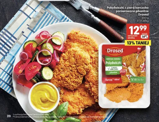 Polędwiczki z piersi kurczaka panierowane pikantne Drosed promocja w Delikatesy Centrum