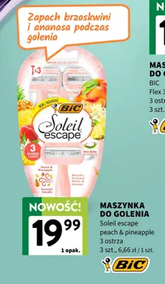Maszynka do golenia BIC Soleil Escape peach & pineapple 3 ostrza promocja w Intermarche