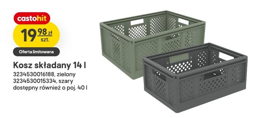 Kosz składany 14l zielony 323453001688 promocja w Castorama