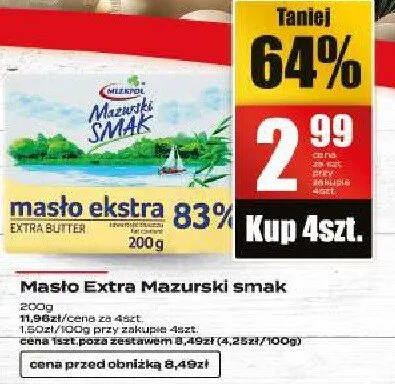 Masło ekstra 83% promocja w Supeco
