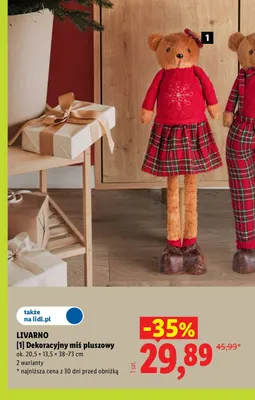 Dekoracyjny miś pluszowy Livarno promocja w Lidl