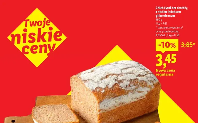 Chleb żytni bez drożdży z niskim indeksem glikemicznym promocja w Lidl