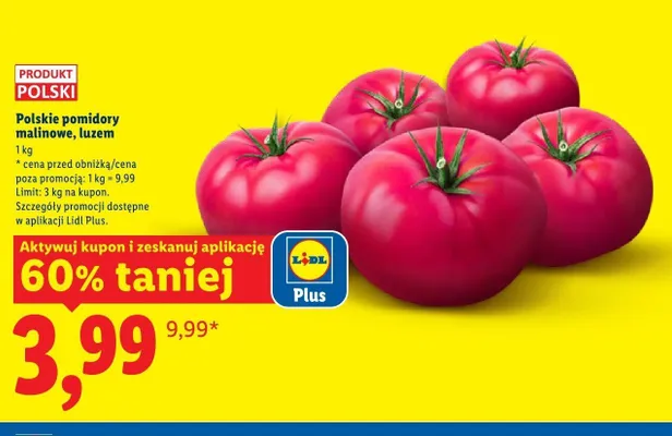 Pomidory malinowe polskie luzem promocja w Lidl