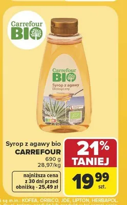 Syrop z agawy bio Carrefour promocja w Carrefour